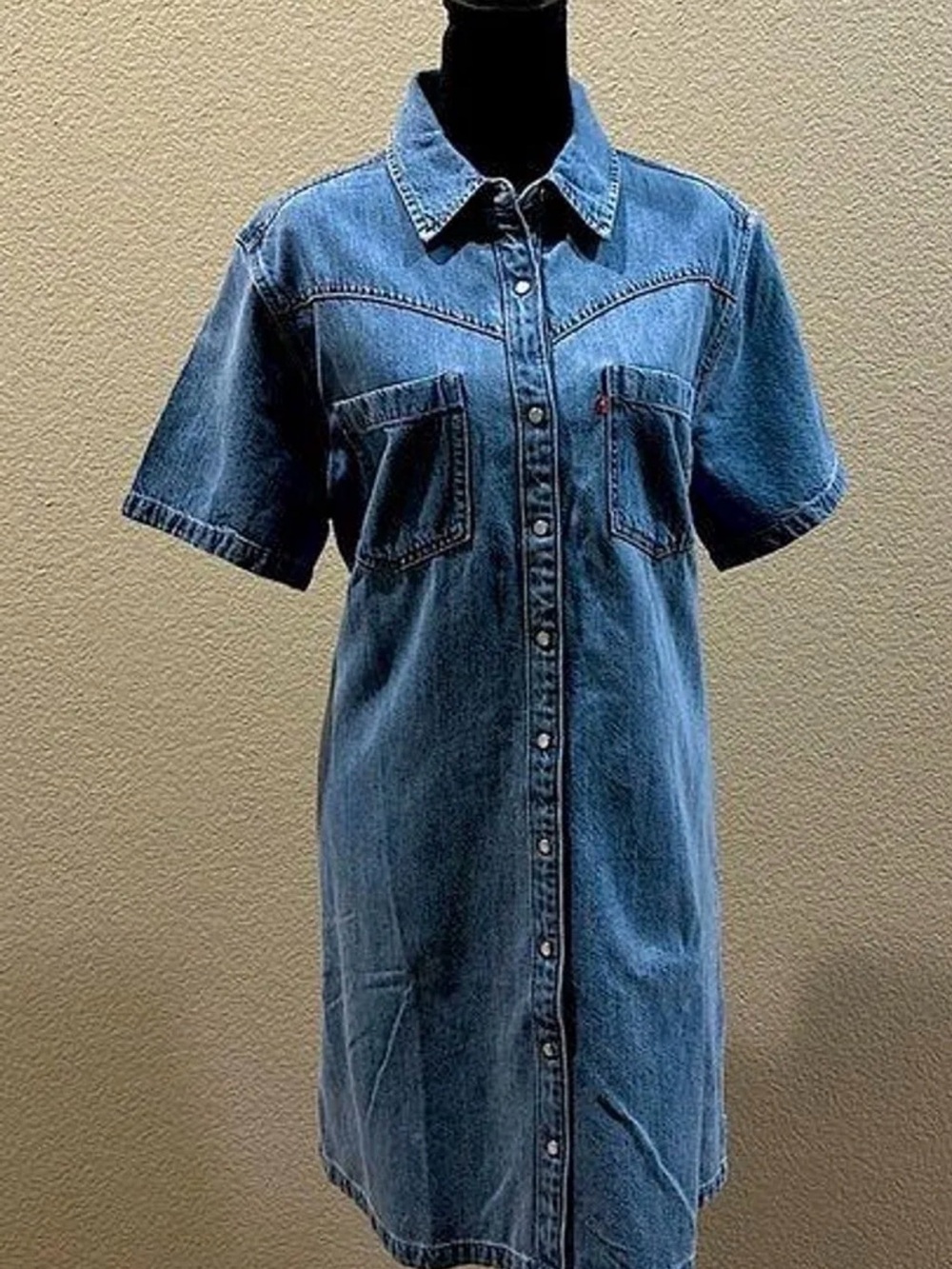 Levi's Blue Denim Button-Front Shirt Dress